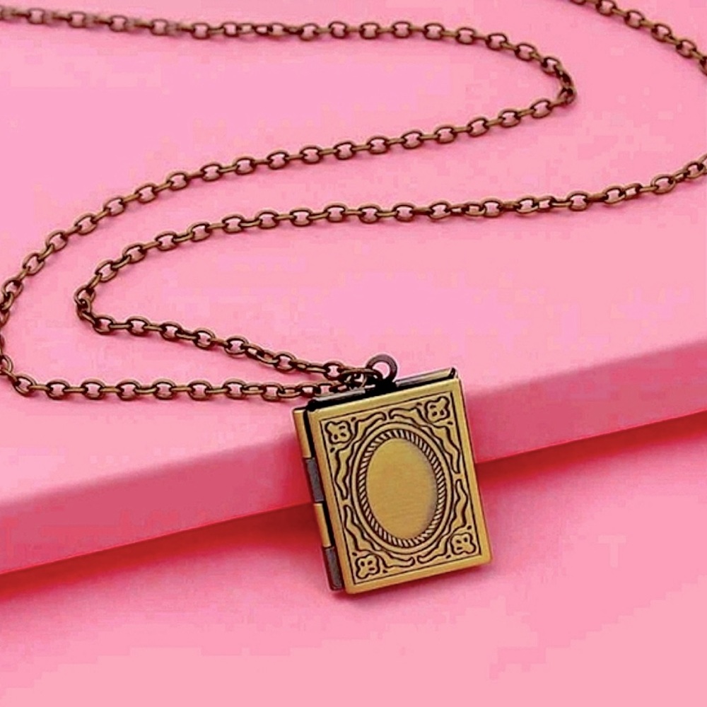 Book Charm Locket Necklace